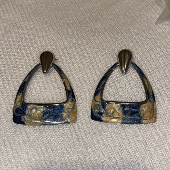 Blue and Gold Earrings - Picture 1 of 2
